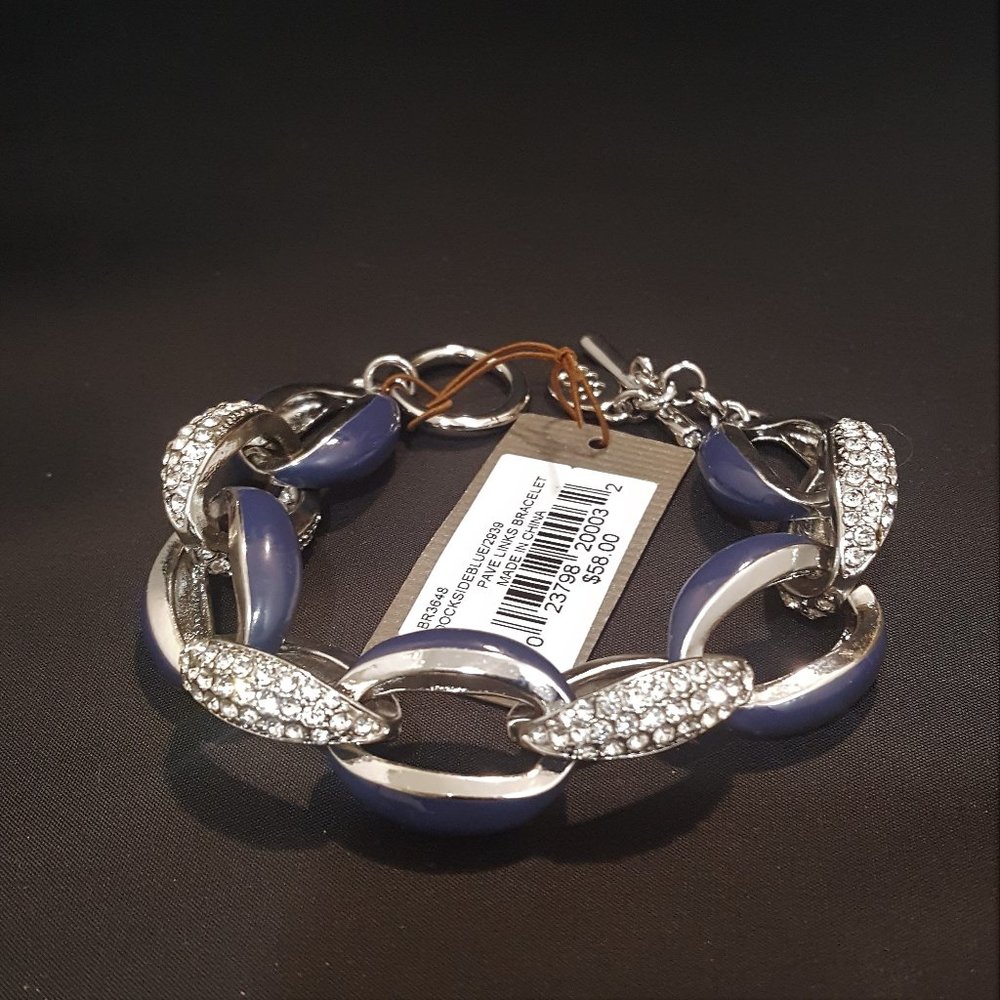 TOMMY BAHAMA DARKSIDE BLUE PAVE LINKED TOGGLE BRACELET